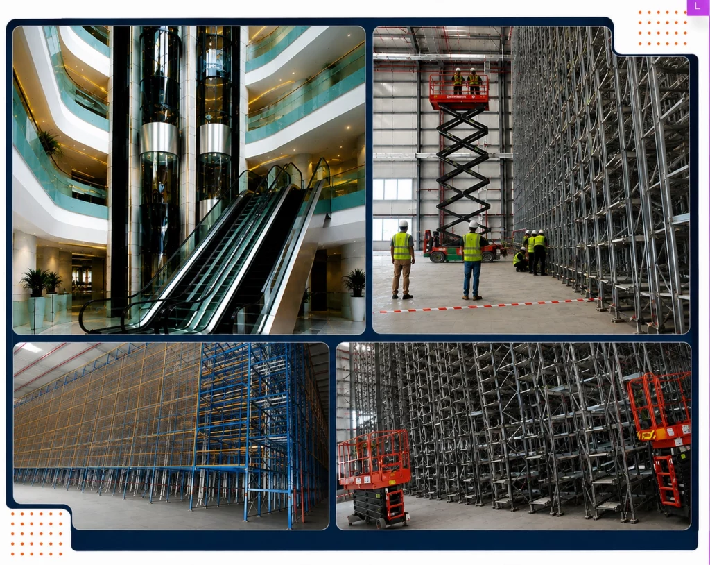 Industrial installation work at a warehouse facility